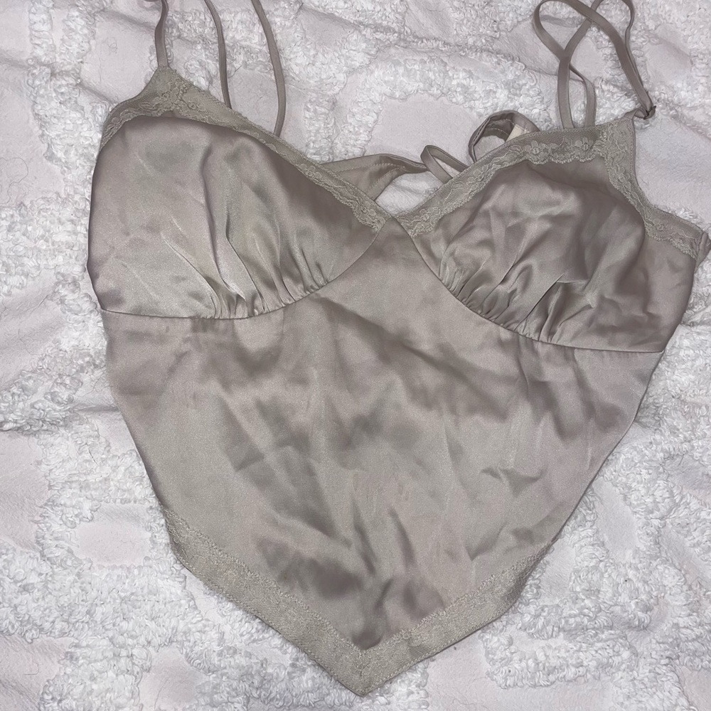 Champagne satin crop top